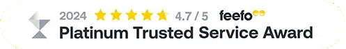 4.7 out of 5 star feefo Platinum Trusted Service award 2024